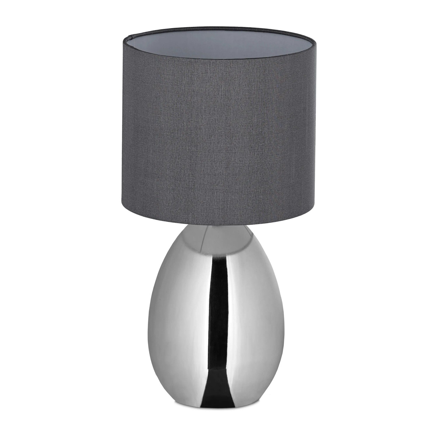Image of Relaxdays Tischlampe Metall Silber Stoffschirm Kippschalter 33,5 cm x 18 cm