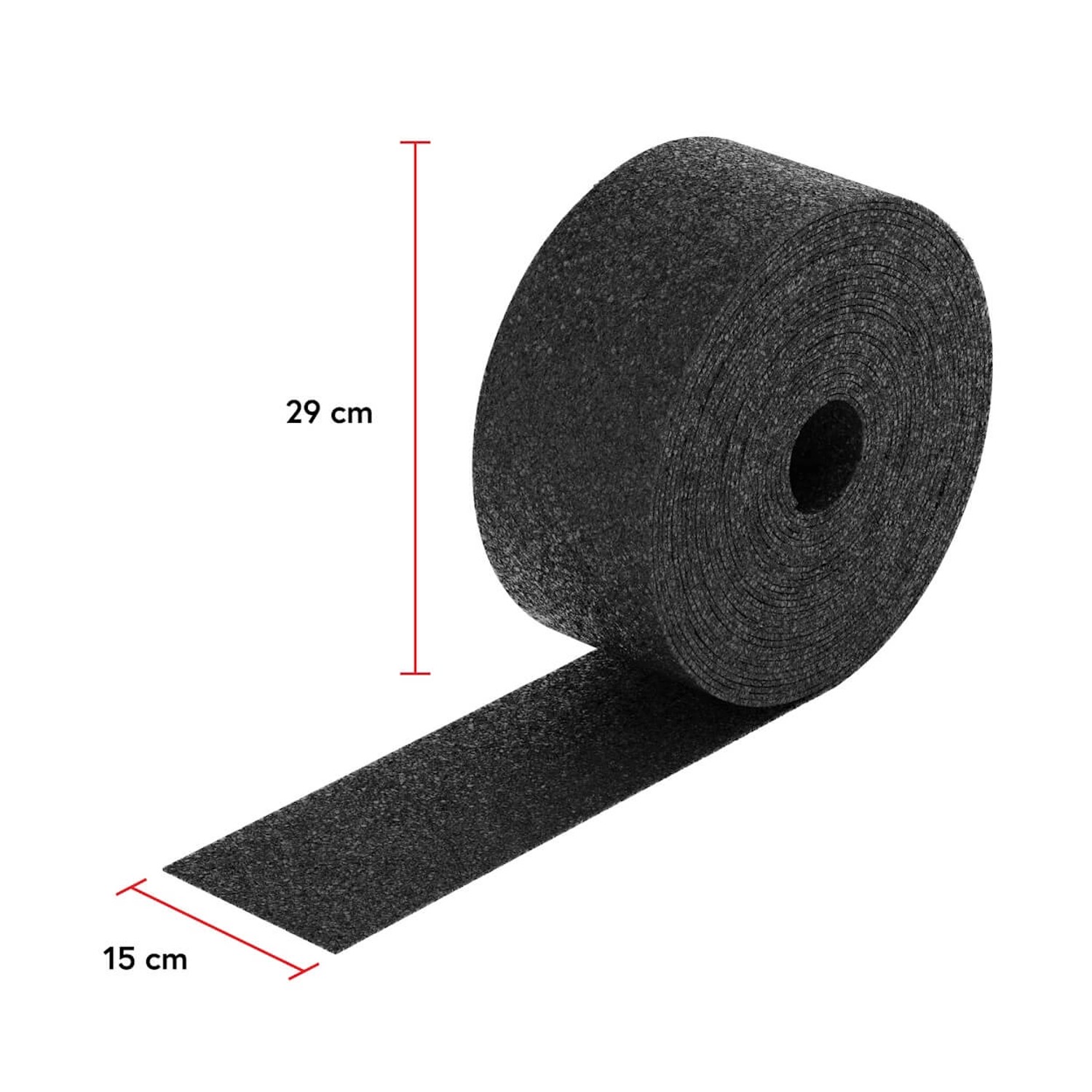 Rolle Bauheld Terrassenpads, 20 m x 150 mm, 3 mm, aus Gummigranulat für Trittschalldämmung.