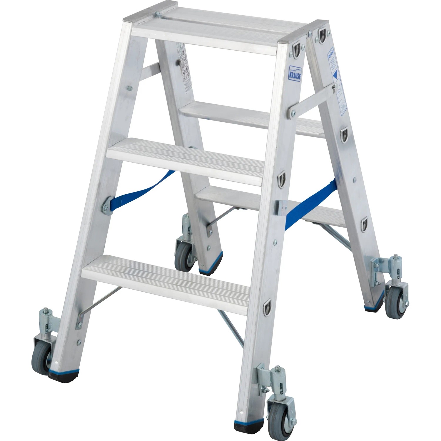 Krause Doppelleiter Stabilo 2 x 3 Stufen Fahrbar 70 cm x 62 cm x 72 cm