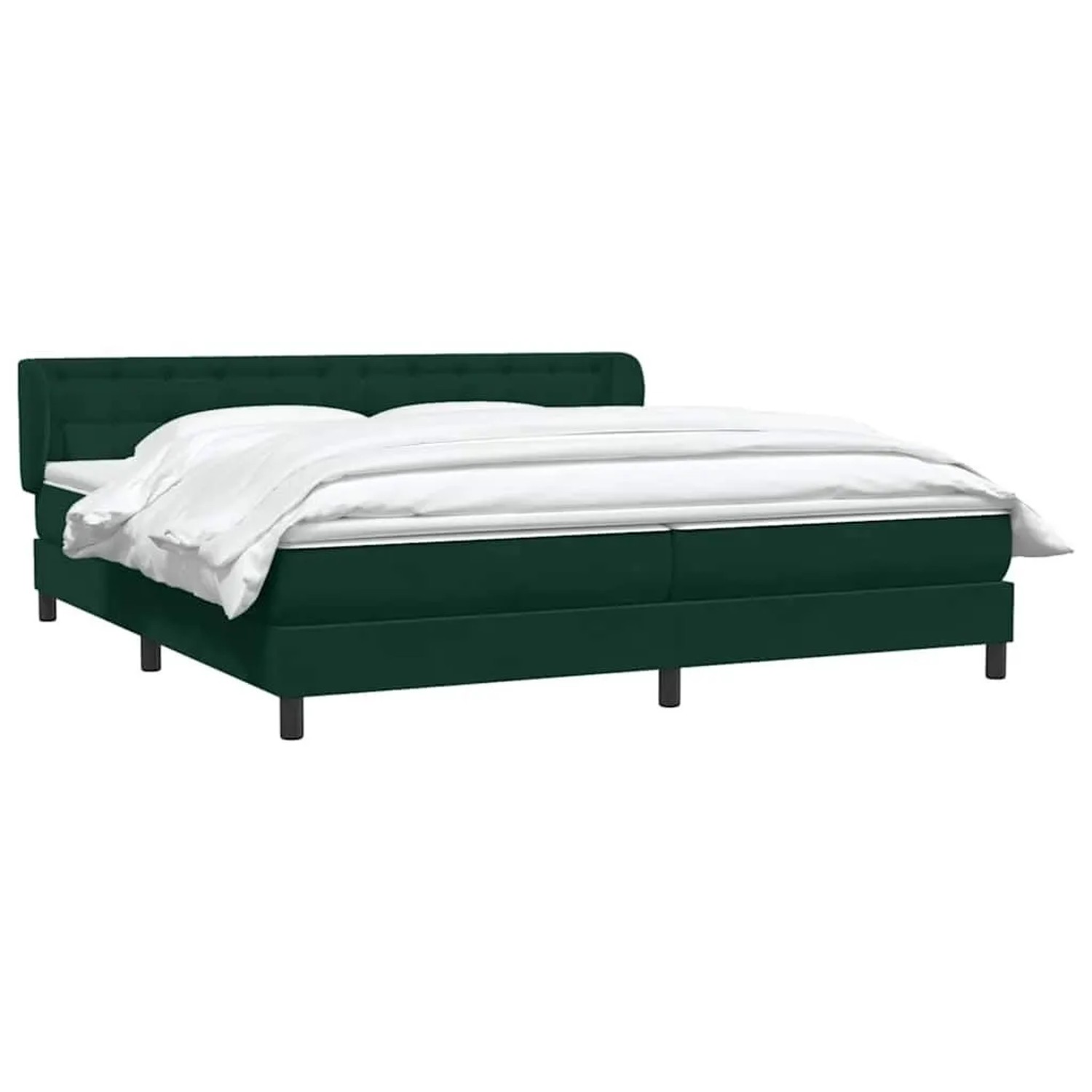 vidaXL Boxspringbett mit Matratzen Dunkelgrün 180x220 cm Samt 3317916