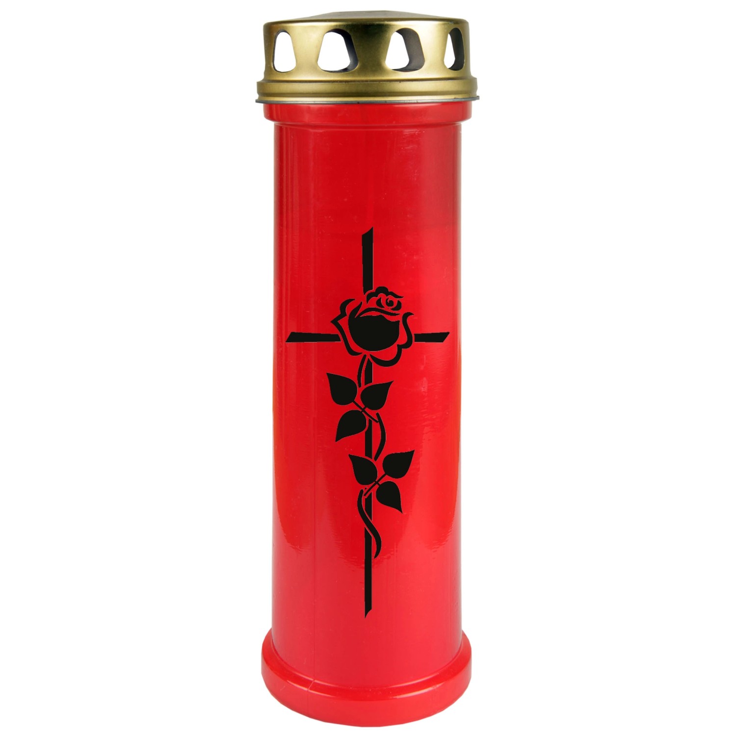 HS Candle Grabkerze Rot 100h Deckel Gold Rose Kreuz günstig online kaufen