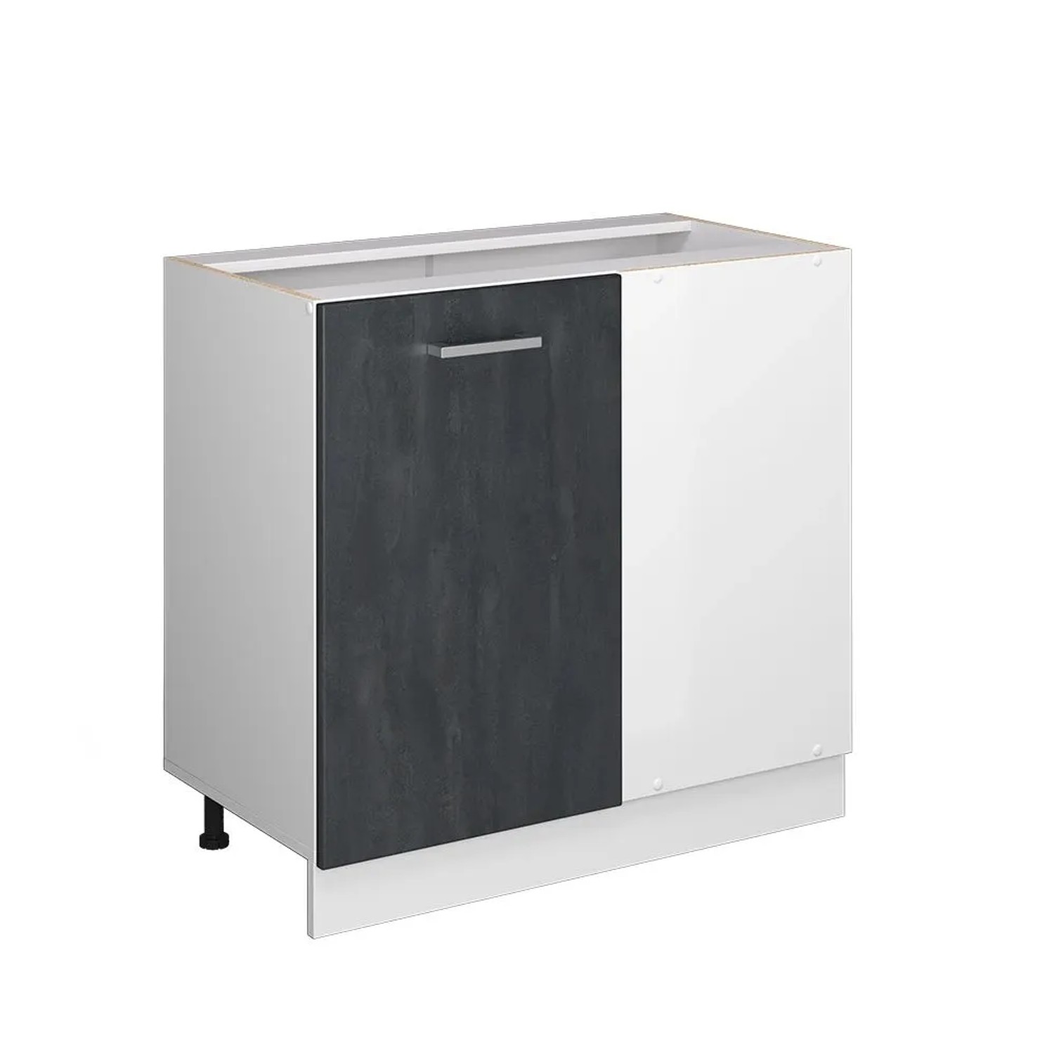 Vicco Eckunterschrank R-Line Schwarz Beton Weiß 86 cm ohne Arbeitsplatte