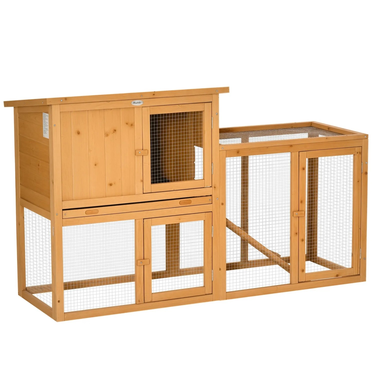 PawHut Kaninchenstall mit Tannenholz Orange 141 x 60 x 86 cm
