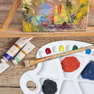 Relaxdays Mischpalette Kunststoff Weiß mit Griffloch und 20 Mulden 34 cm x 25 cm x 1,5 cm 160 g