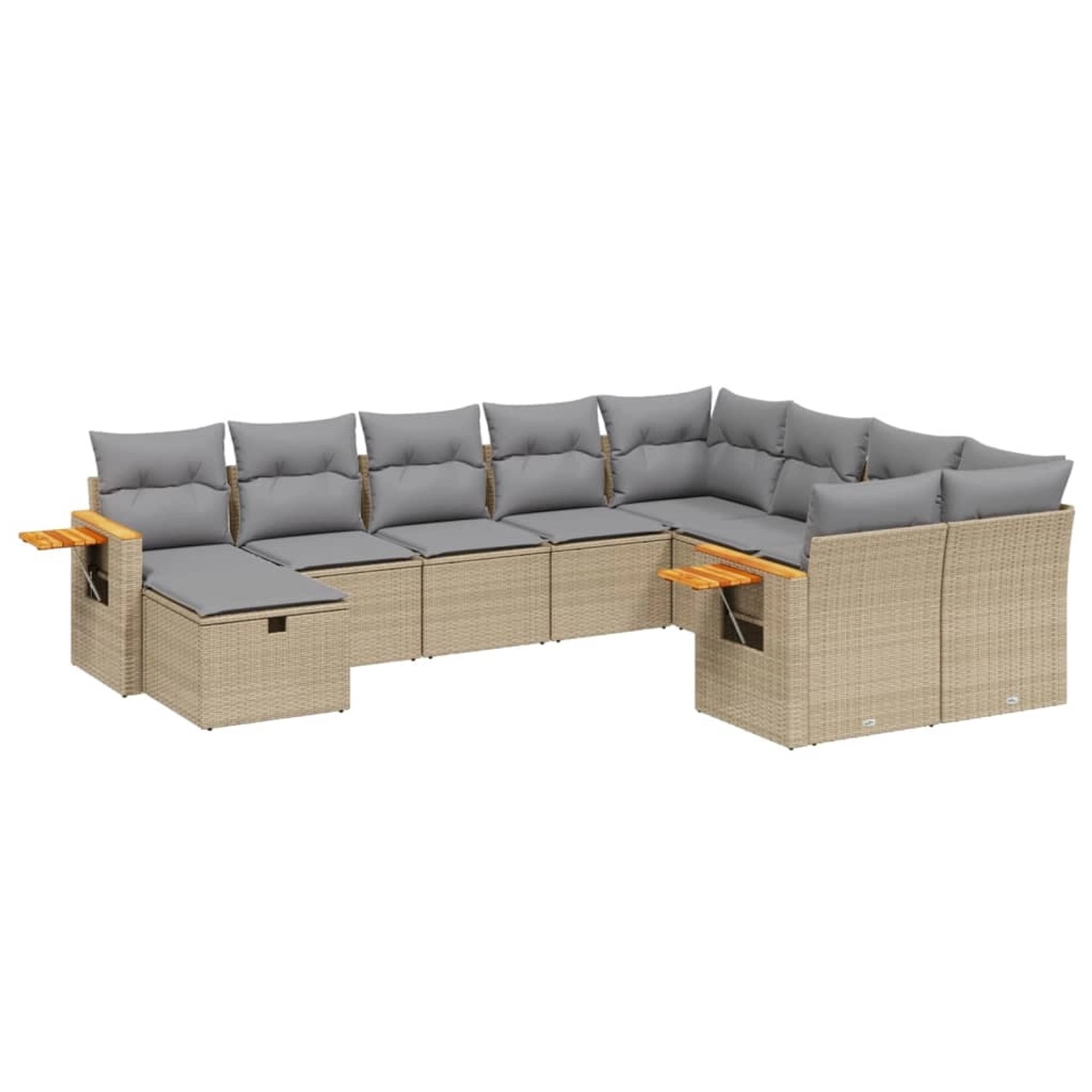 vidaXL 10-Tlg Garten-Sofagarnitur mit Kissen Beige Poly Rattan 3259560 günstig online kaufen