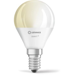 Ledvance Smart+ WiFi LED-Lampe in Tropfenform, E14, 5,5W, 470lm, warmweiß und dimmbar.