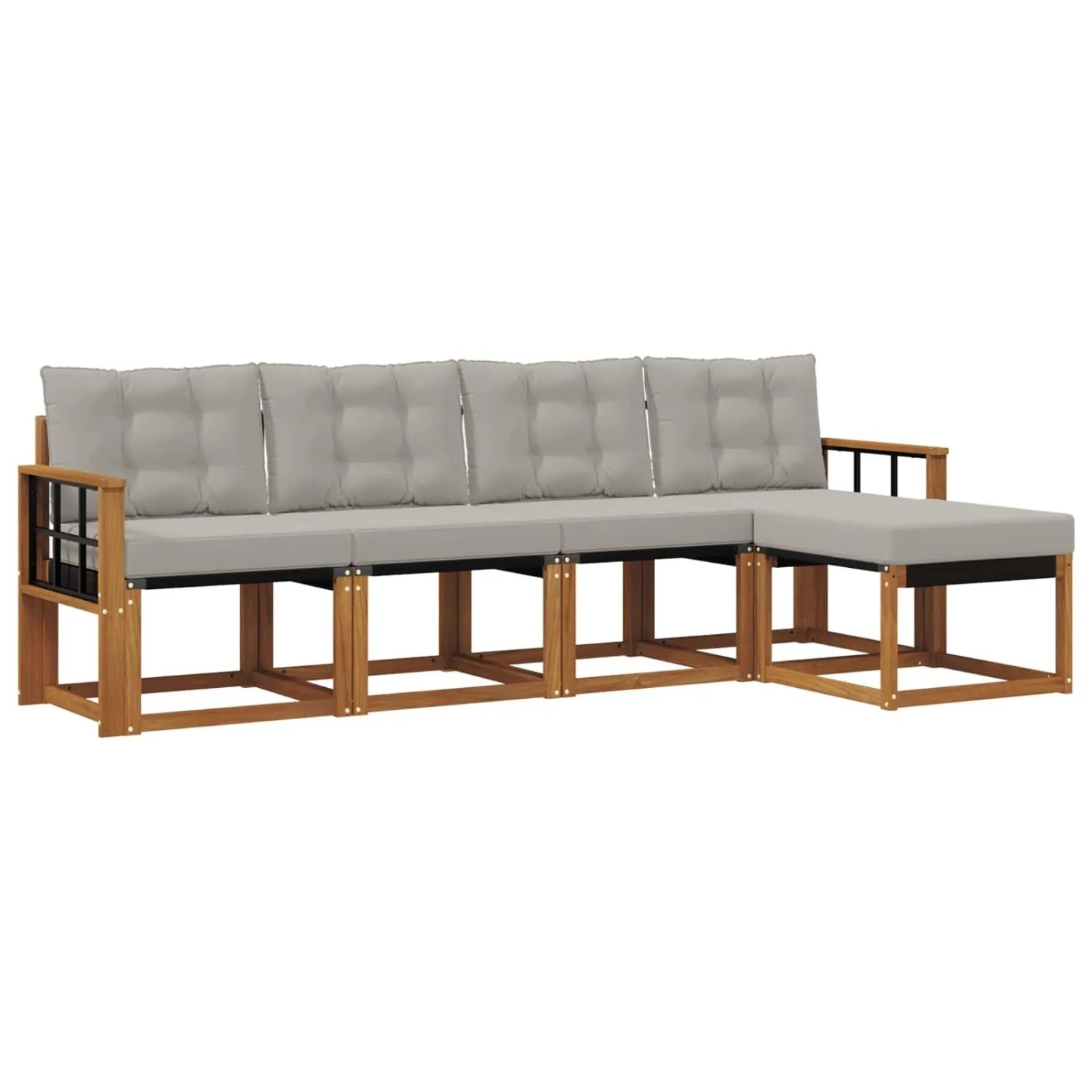 vidaXL Outdoor-Sofagarnitur mit Kissen 5-Tlg Natur und Hellgrau 3368574