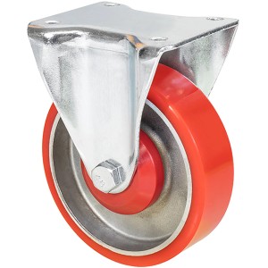 Wagner Schwerlast-Bockrolle mit rotem Rad, Gehäuse aus Alu-Guss, Tragkraft 300 kg.