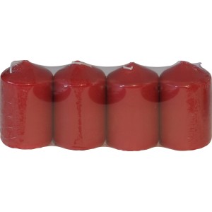 4er Pack Altrote Stumpenkerzen, 7,5 cm hoch, ideal für Adventskranz und festliche Deko.