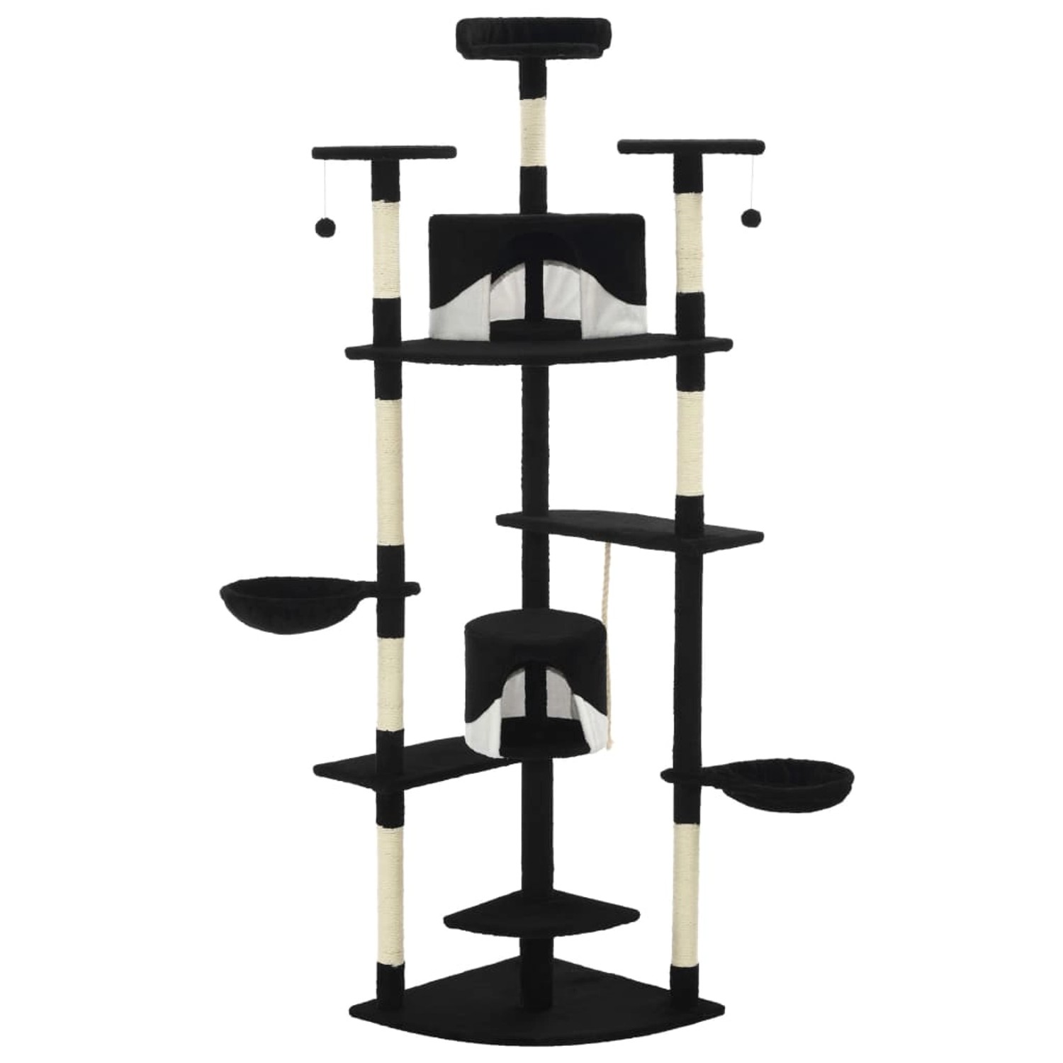 vidaXL Katzen-Kratzbaum mit Sisal-KratzSäulen 203 cm Schwarz und Weiß