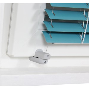 2er Set Spannschuhe (hellgrau) zur Klemm-Montage für Rollos und Jalousien.