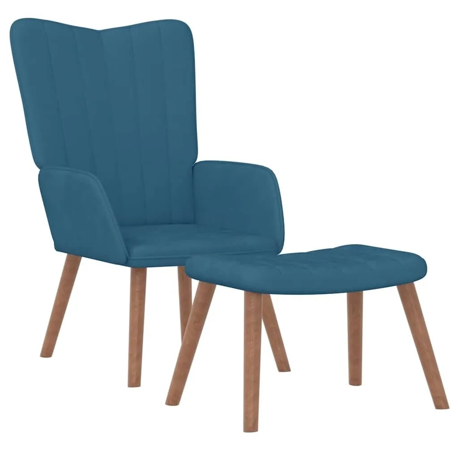 vidaXL Relaxsessel mit Hocker Blau Samt 327676