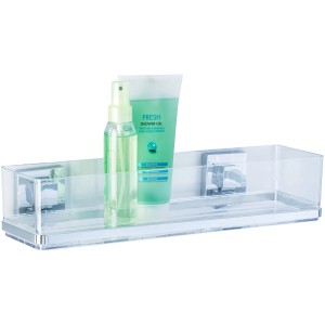 Wenko Vacuum-Loc® Maxiablage Quadro aus Edelstahl mit Duschgel und Sprayflasche.