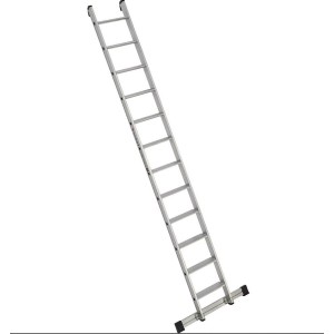 Euroline Alu-Anlegeleiter mit 12 Stufen und Anlegegummi für sicheren Halt.
