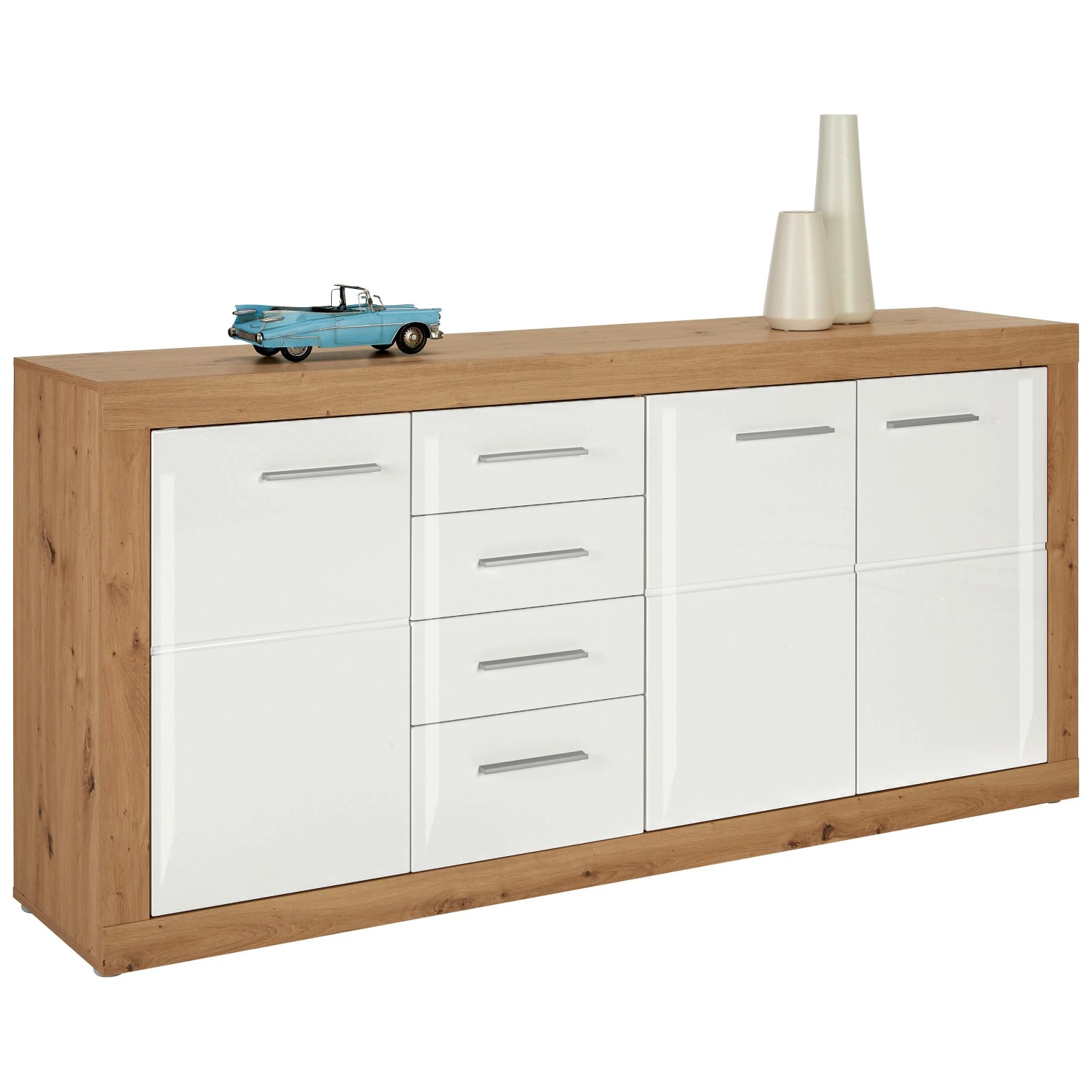 Mömax Sideboard Malta in Weiß/Eichefarben