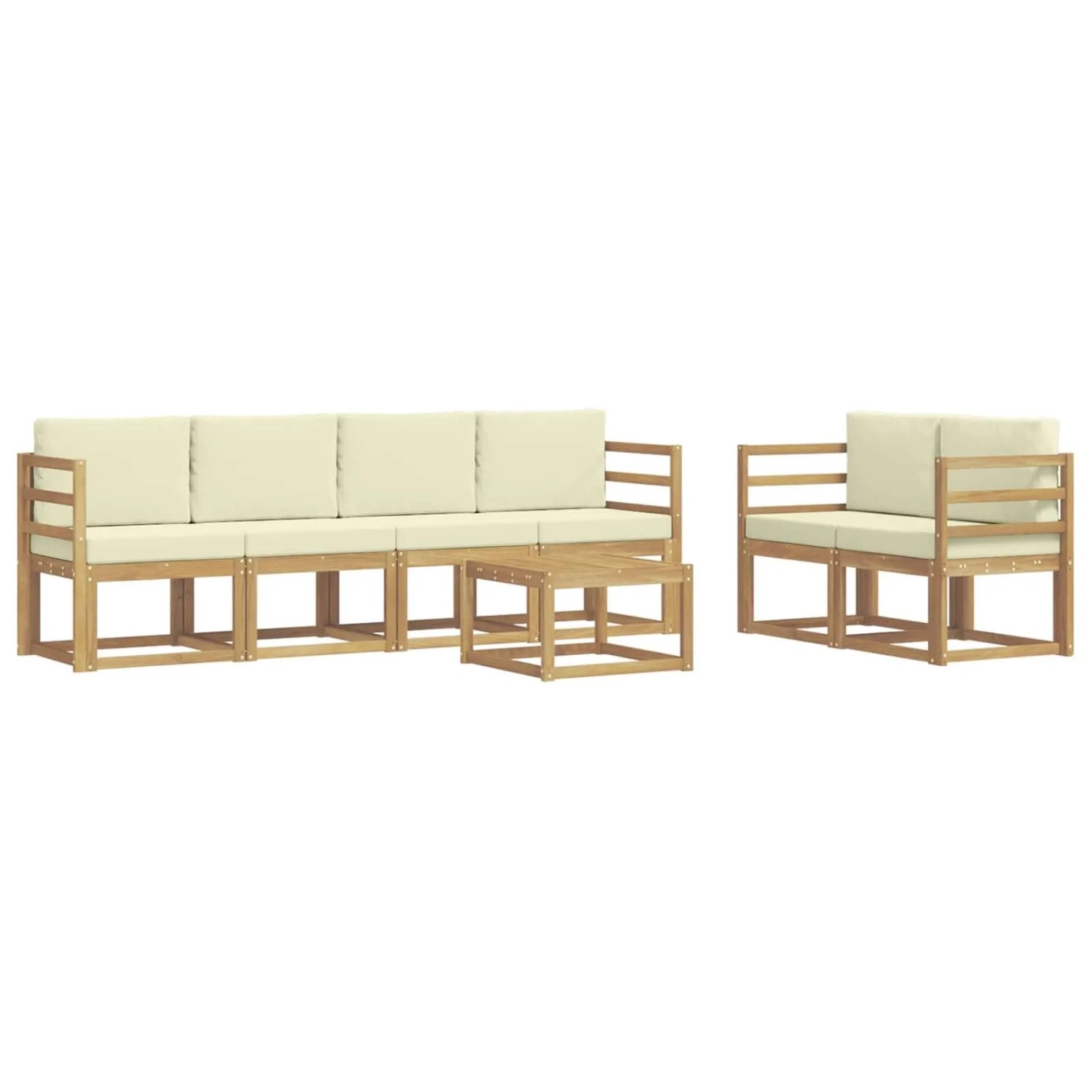 vidaXL Outdoor-Sofagarnitur mit Kissen 7-Tlg Weiß und Creme 3387264
