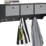 Schwarze Wandgarderobe mit 3 Körben und 5 Haken für Flur, Bad oder Küche.