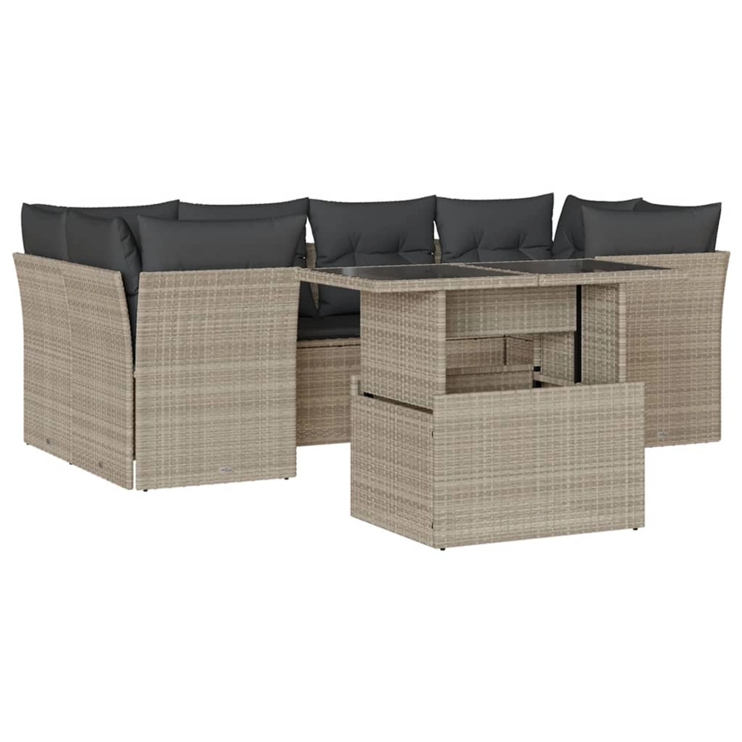vidaXL 7-Tlg Garten-Sofagarnitur mit Kissen Hellgrau Poly Rattan 3266382 günstig online kaufen