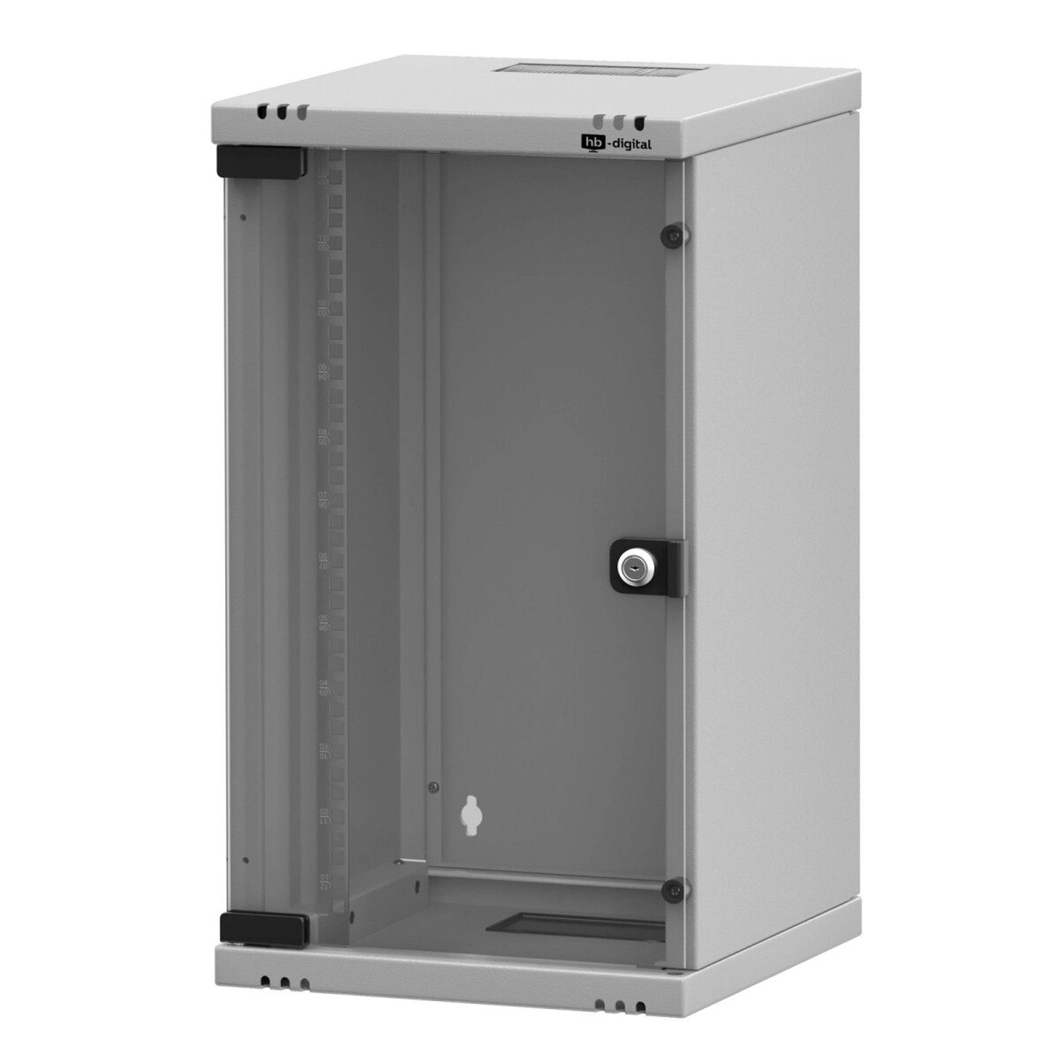 hb-digital Netzwerkschrank 10 Zoll 12HE Wandgehäuse 592x 312x 300mm Hellgrau