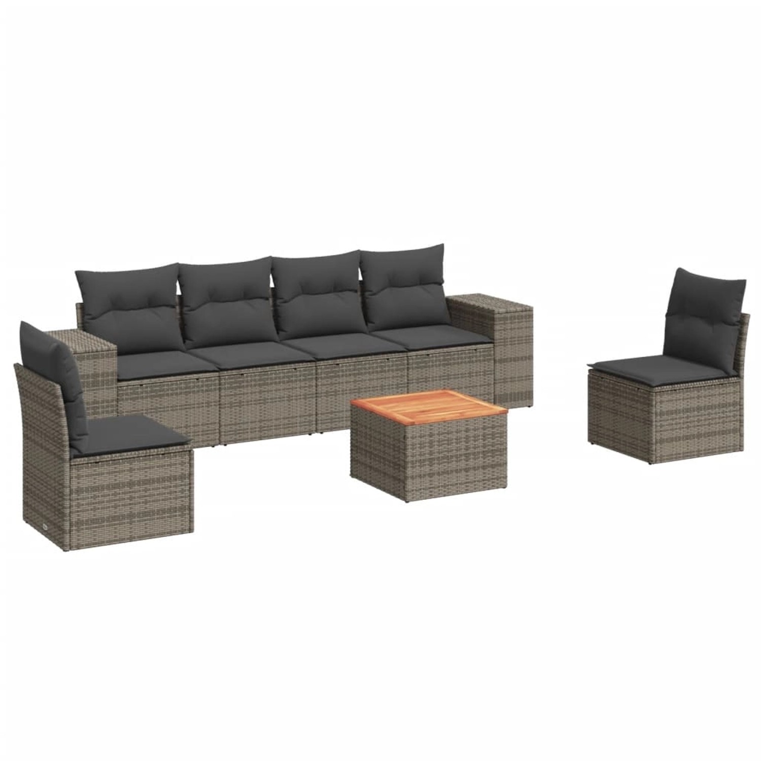 vidaXL 7-tlg Garten-Sofagarnitur mit Kissen Grau Poly Rattan Modell 156 günstig online kaufen