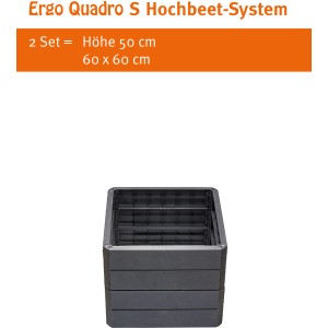 Garantia Hochbeet Ergo Quadro S Stone, quadratisches Kunststoff-Hochbeet in Steinoptik, 60x60x25cm.