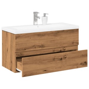 vidaXL Waschbeckenunterschrank mit Einbaubecken Artisan-Eiche 3328926
