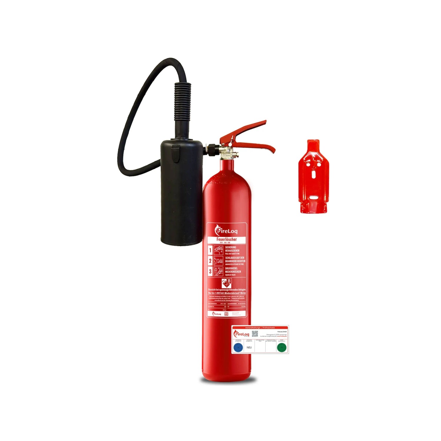 FireLoq 5kg Co2 im Stahl Behälter 89B mit Prüfnachweis und Prüfnachweis