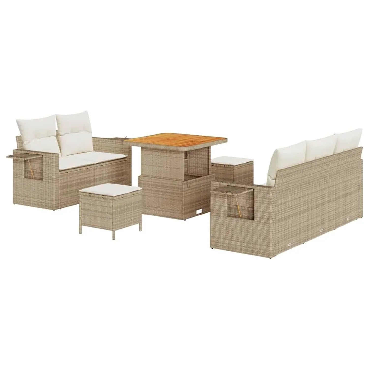 vidaXL Gartensofa-set mit Kissen 10-Tlg Beige und Creme Poly-Rattan 3363636 günstig online kaufen