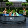 Runder Exit Stahlrahmenpool Wood mit Kindern im Garten, Holzoptik, Ø 300 cm.