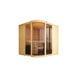 Weka Designsauna Sara 1 Sparset: Massivholzsauna mit Glasfront und Ofen. Ideal für entspannte Saunagänge.