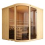 Weka Designsauna Sara 1 Sparset: Massivholzsauna mit Glasfront und Ofen. Ideal für entspannte Saunagänge.