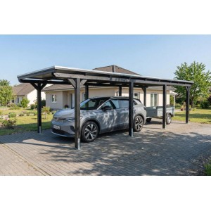Skan Holz Carport Emsland Stahl-Dachplatten 340 cm x 846 cm Anthrazit