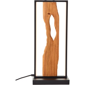 Moderne LED-Tischleuchte Chaumont in Schwarz und Holz, 50 cm hoch, für stimmungsvolle Beleuchtung.