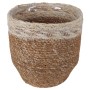 Natur-beige Übertopf aus Hogla-Gras, Ø 12cm, mit Polybeutel. Pflanzkorb im Boho-Stil.