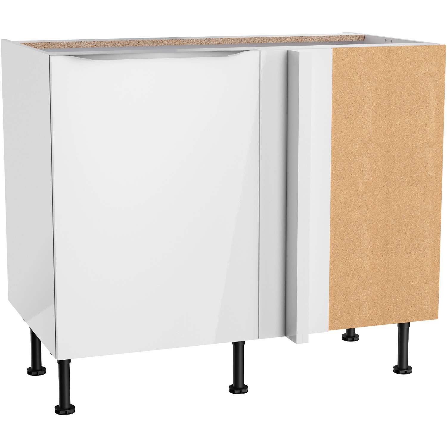 Optifit Eckunterschrank Arvid986 100/65 x 87 x 58,4 cm Weiß Glanz Weiß Matt günstig online kaufen