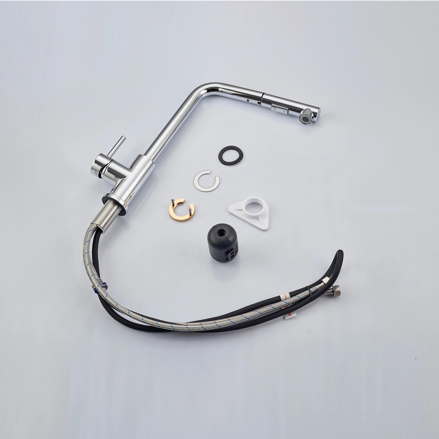 AICA Wasserhahn Chrom Hochdruck Küchenarmatur mit Brause Ausziehbar 360° Zwei Sprühfunktionen 304 Edelstahl Mischbatterie Spültischarmatur_8