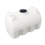 Weißer horizontaler KMND 2000L Trinkwasser Wassertank aus PE mit schwarzem Deckel. Robuster Wasserspeicher für Garten.