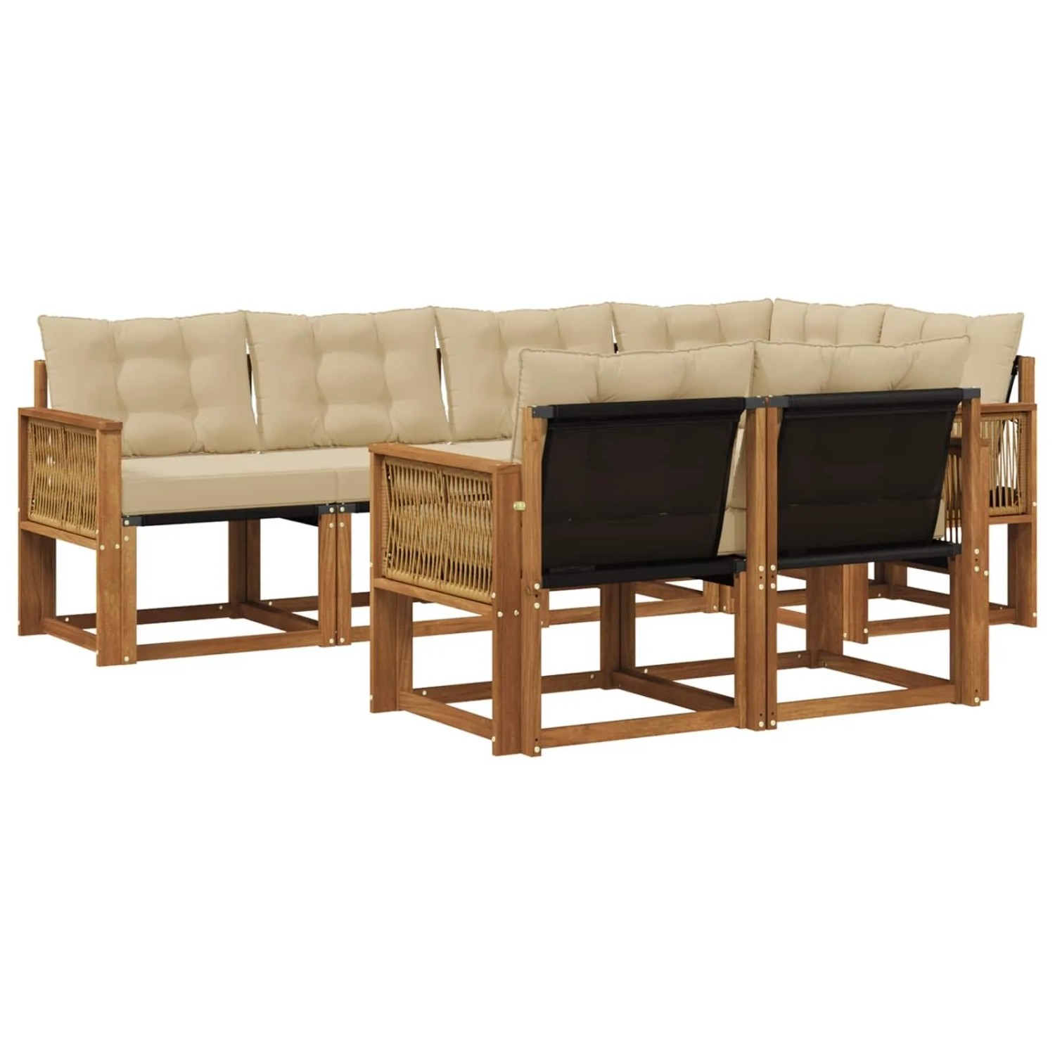 vidaXL Outdoor-Sofagarnitur mit Kissen 7 Stk Natur und Beige 3382021
