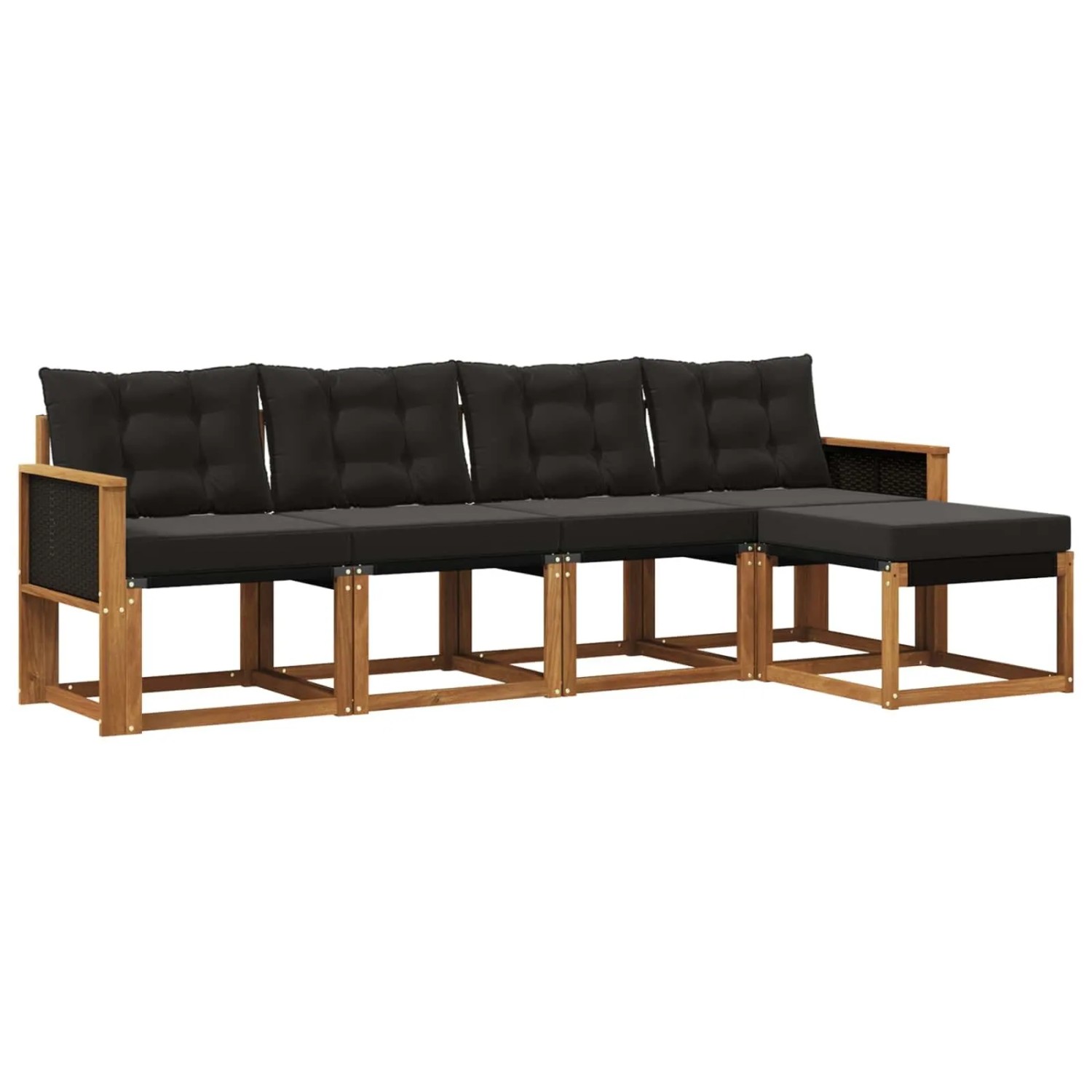 vidaXL Outdoor-Sofagarnitur mit Kissen 5 Stk Natur und Schwarz 3381880