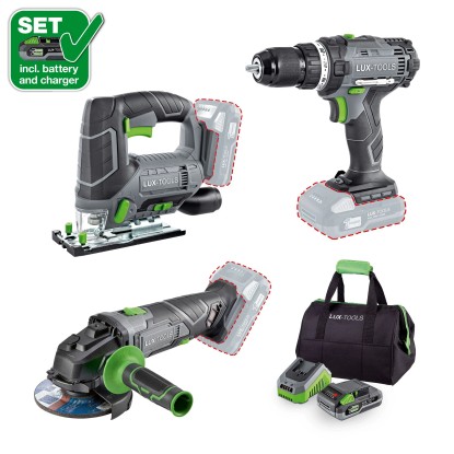 LUX-TOOLS Akku-Maschinen-Set 3-in-1 1 PowerSystem