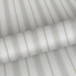 Sanders & Sanders Vliestapete mit Streifen in Grau und Beige, teilweise gerollt, für stilvolle Wandgestaltung.