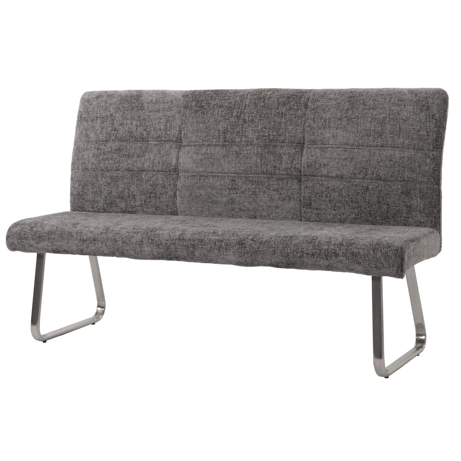 MCW Sitzbank G55 Edelstahl Gebürstet Stoff/Textil Chenille Öko-Tex 160cm Dunkelgrau