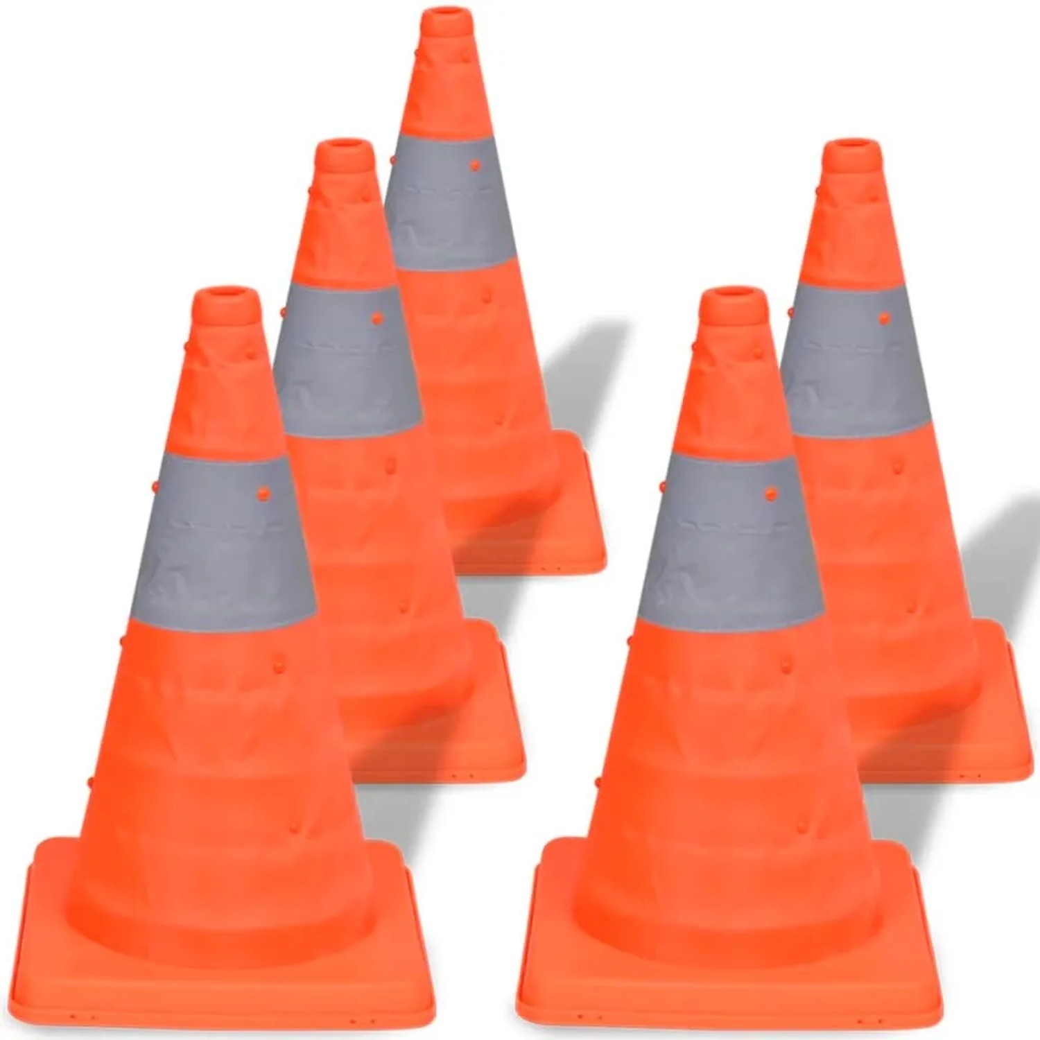 DELUKE Pylone LEA 5er Set Aufklappbar Verkehrsleitkegel 42cm Verkehrskegel Pylone Verkehrsleitkegel Warnleitkegel Verkehrshütchen