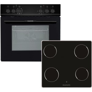 Wolkenstein Einbauherd-Set WMOC 80 mit Glaskeramikkochfeld in Schwarz.
