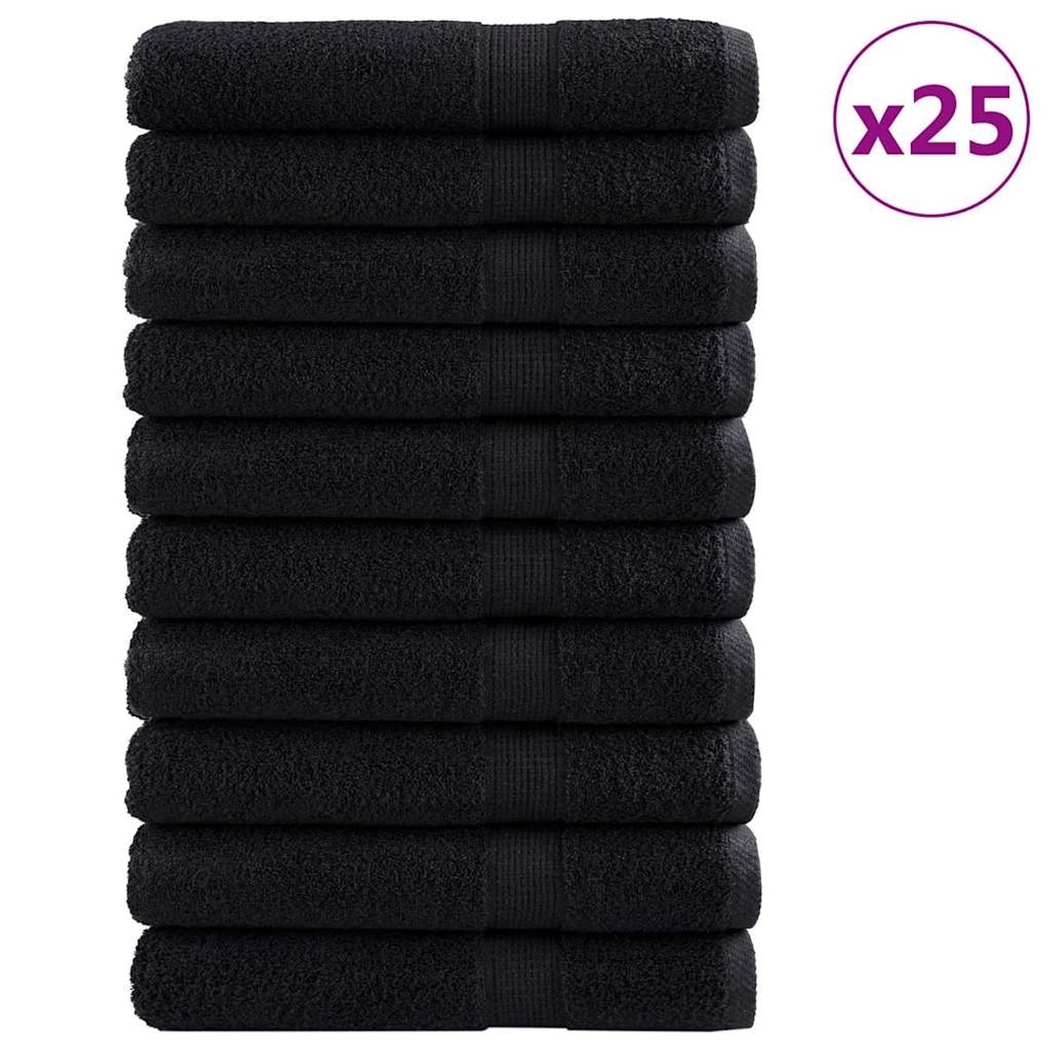 vidaXL 600g/m² Gästetücher SOLUND 25 Stk Schwarz 100 x 200 cm 42008318