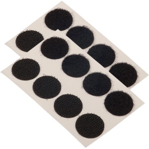 Fix-o-moll Klettpunkte, 8 Sets, schwarz, 20 mm, selbstklebend auf Bögen.