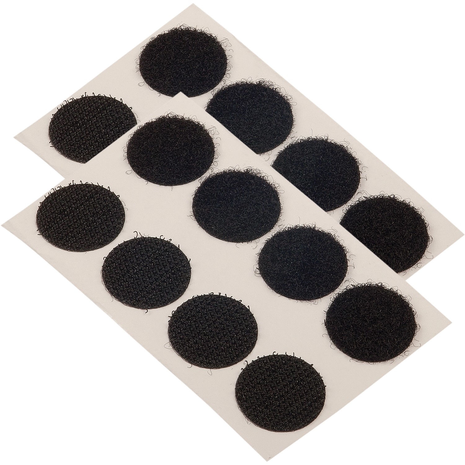 Fix-o-moll Klettpunkte, 8 Sets, schwarz, 20 mm, selbstklebend auf Bögen.
