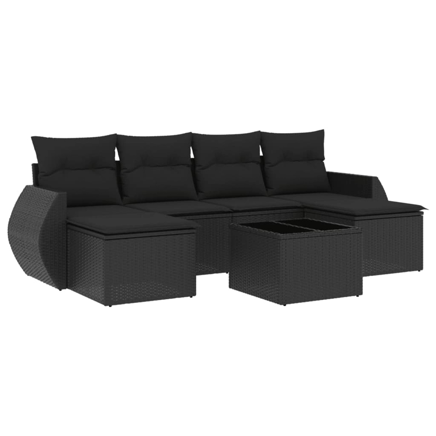 vidaXL 7-tlg Garten-Sofagarnitur mit Kissen Schwarz Poly Rattan Modell 123 günstig online kaufen