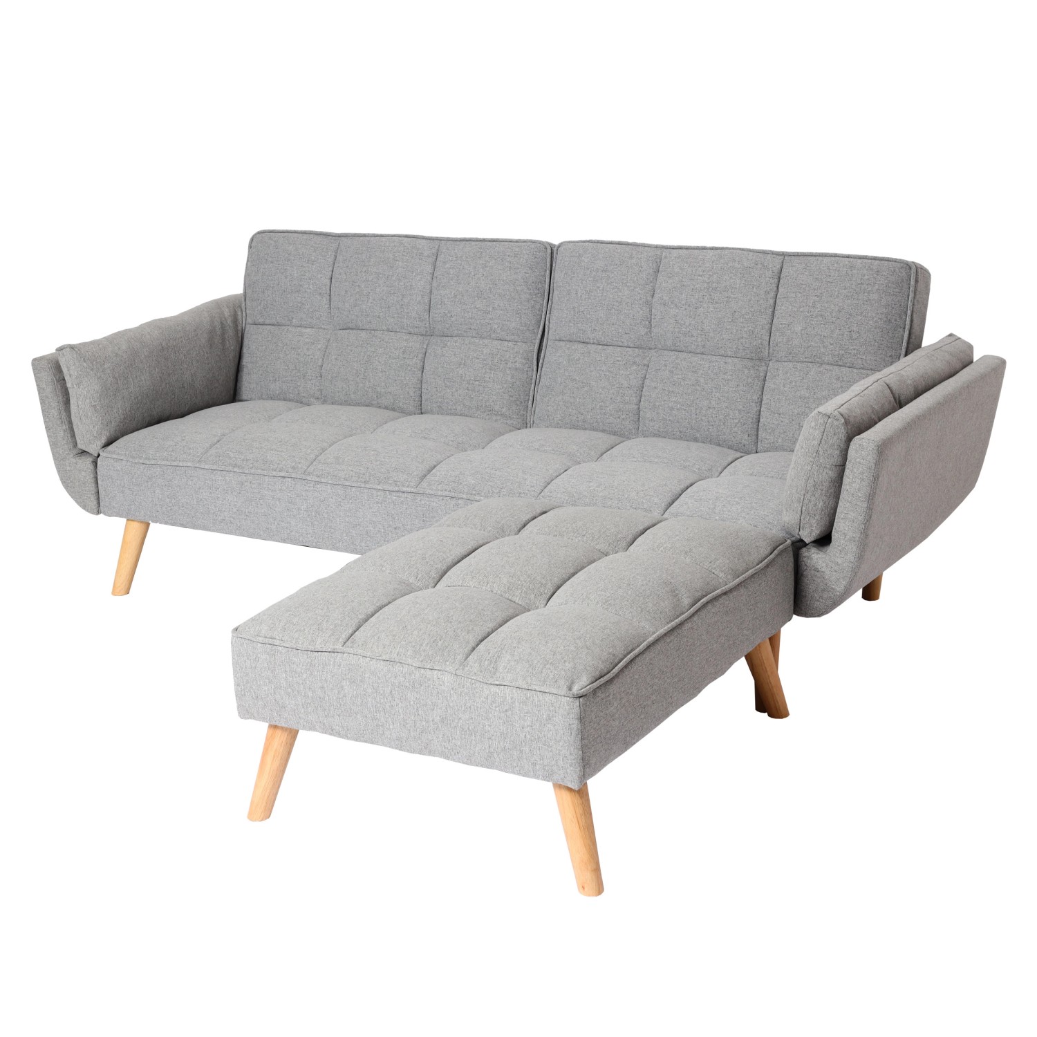 MCW Schlafsofa K18 Stoff/Textil Hellgrau günstig online kaufen