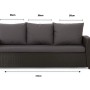 Anthrazitfarbenes Gartenkissen-Set für 3-Sitzer Polyrattan-Gartensofa, 150x60x50 cm.